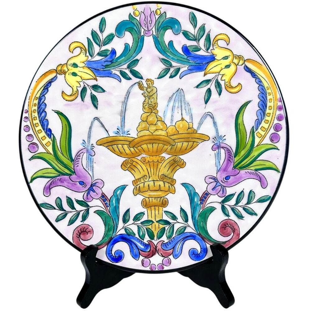 Ceramar Hand Painted Vintage Neo-Classical 9" Wall Plate-Spain-Excellent & Rare!
